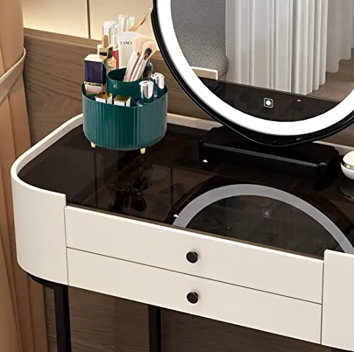 360° Rotating Makeup Brush Holder Organizer, Cosmetic Display Case Makeup Lip Gloss Organizer Cup with 5 Slots for Vanity, Nail Polish, Perfume, Bathroom, Container Counter Organizer (White)