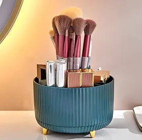 360° Rotating Makeup Brush Holder Organizer, Cosmetic Display Case Makeup Lip Gloss Organizer Cup with 5 Slots for Vanity, Nail Polish, Perfume, Bathroom, Container Counter Organizer (White)