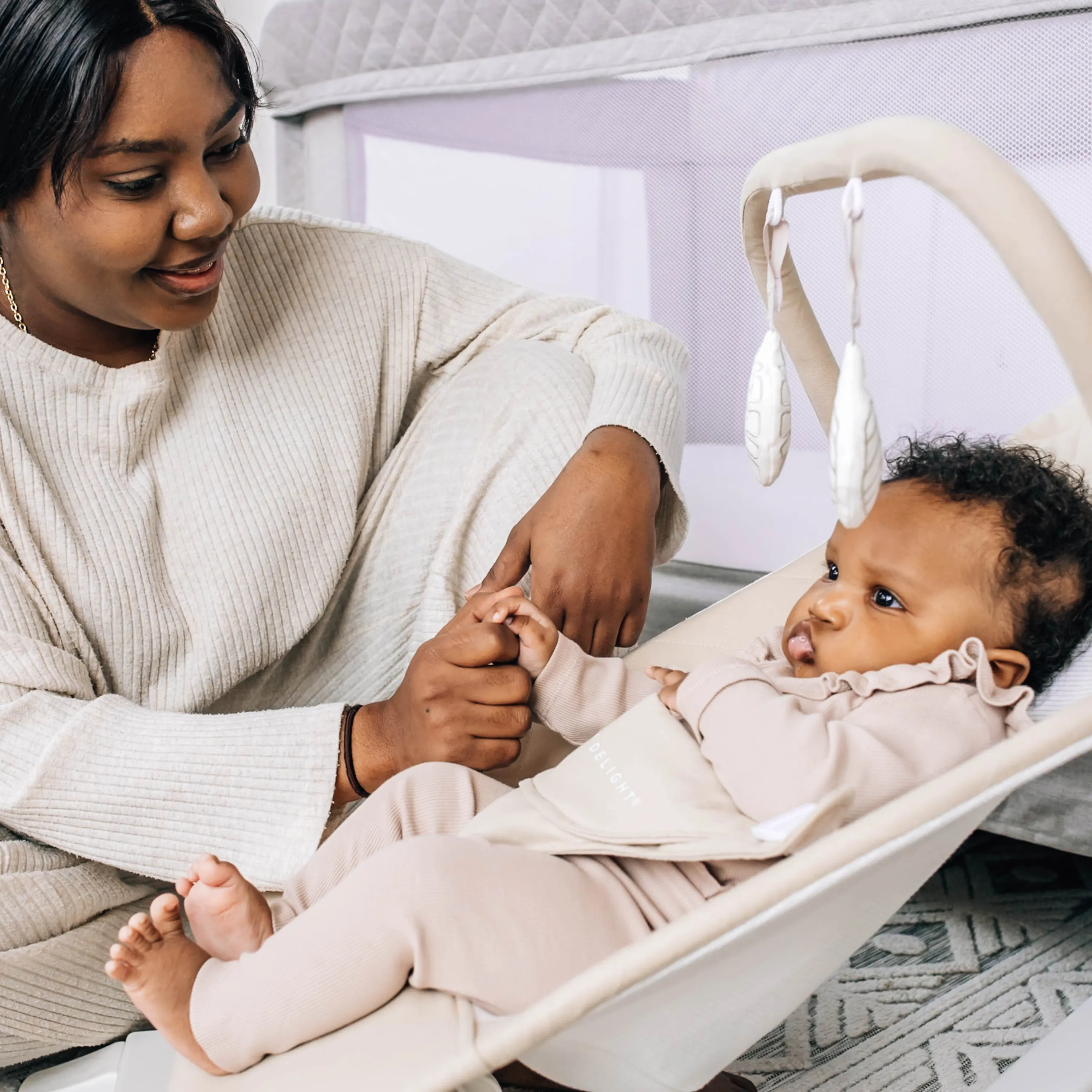 Alpine Organic Deluxe Portable Bouncer - Organic Oat