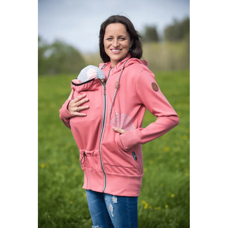 Angel Wings Babywearing Hoodie Coral Pink