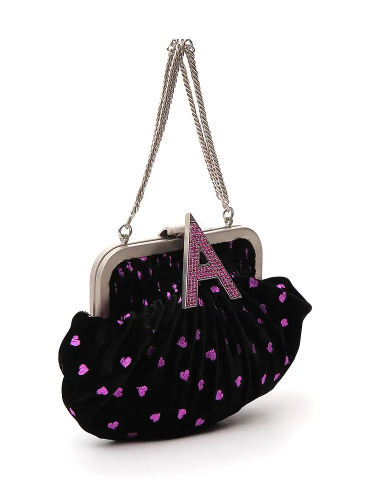Attico Heart Embellished Clutch Bag