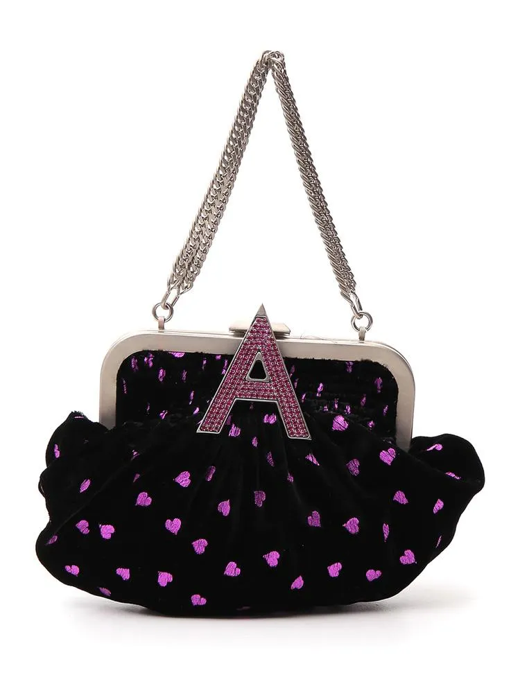 Attico Heart Embellished Clutch Bag