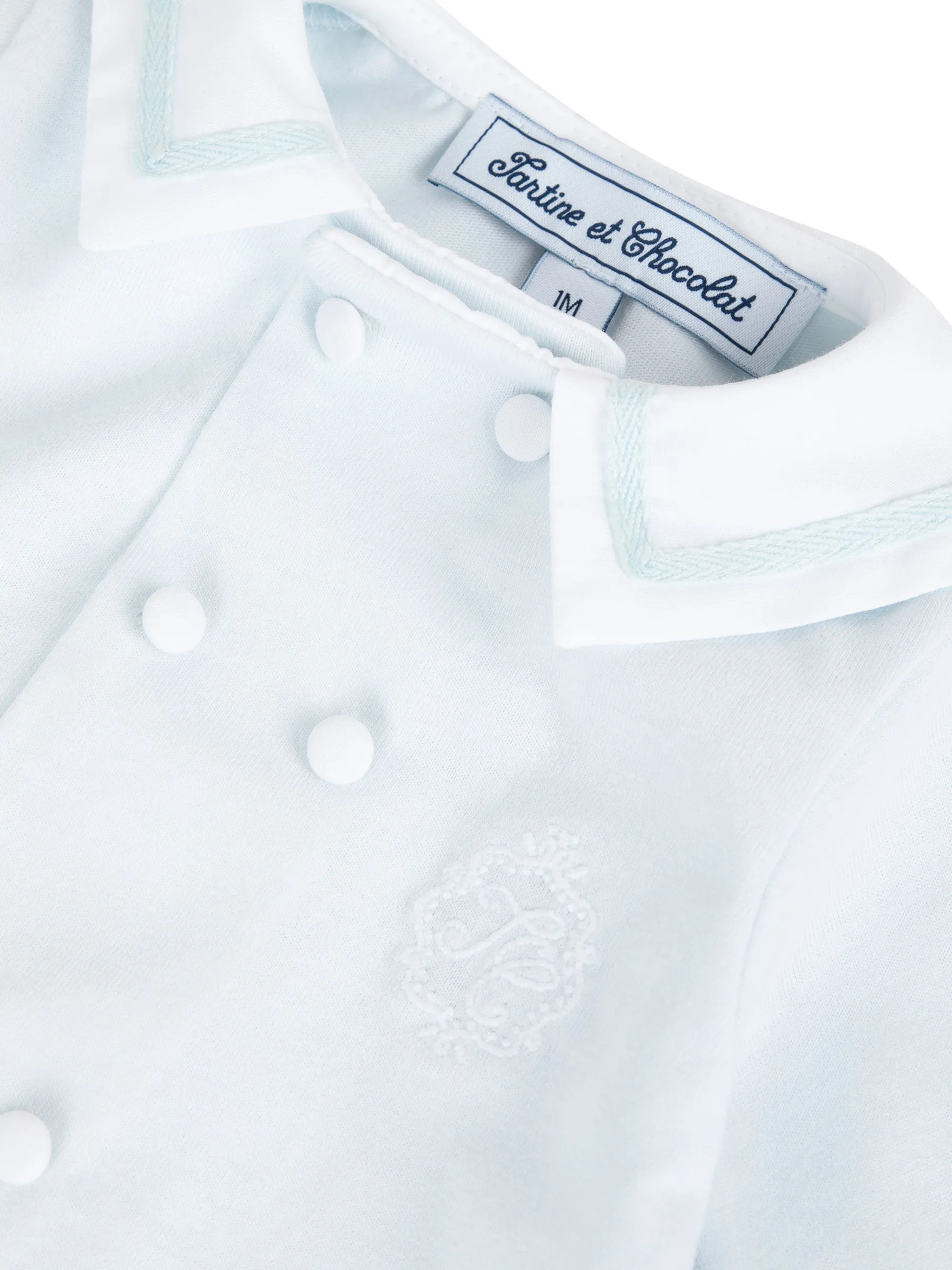 Babygrow - Sky blue cotton with pointed collar