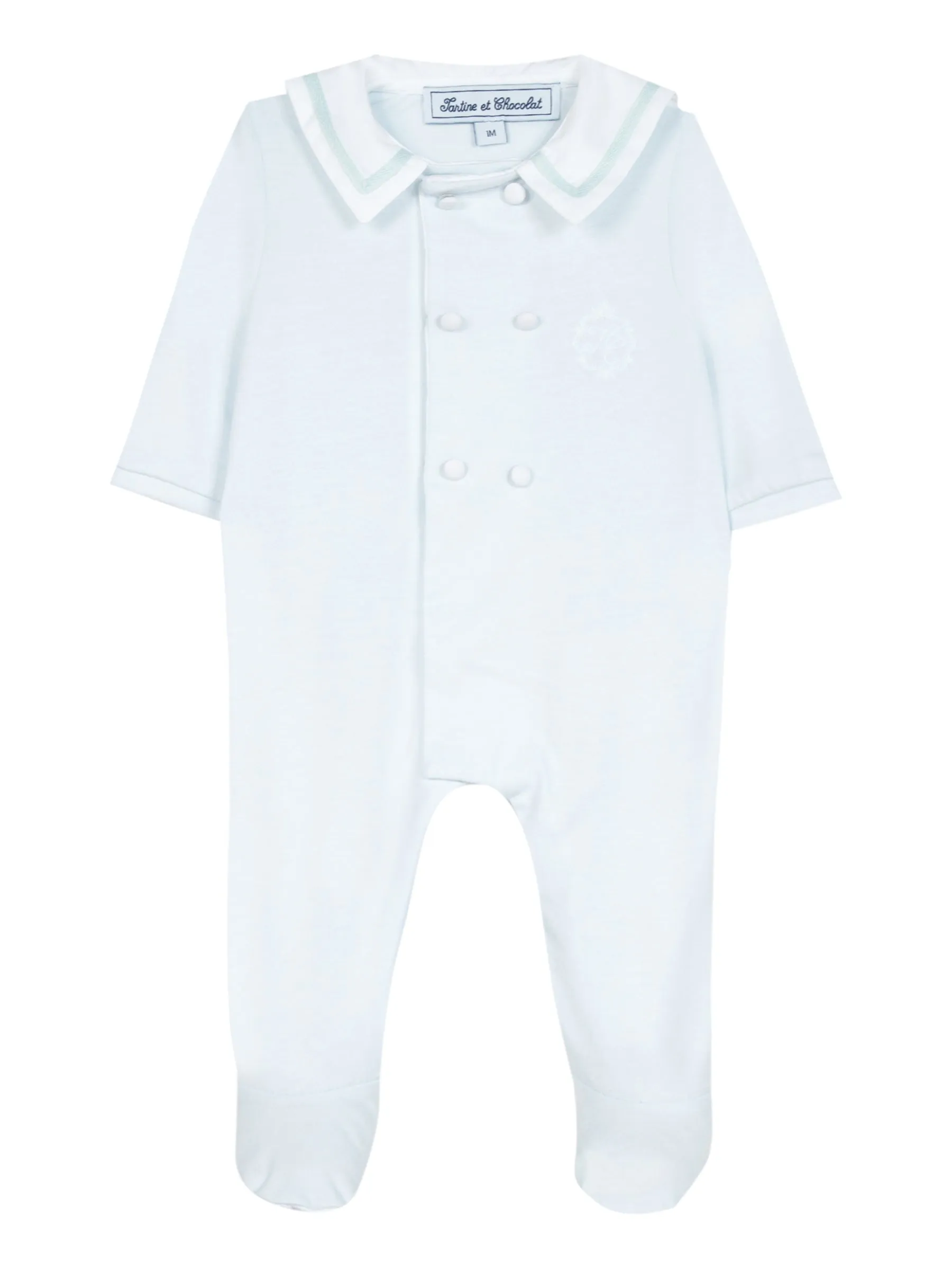 Babygrow - Sky blue cotton with pointed collar