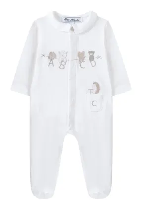 Babygrow - White alphabet cotton