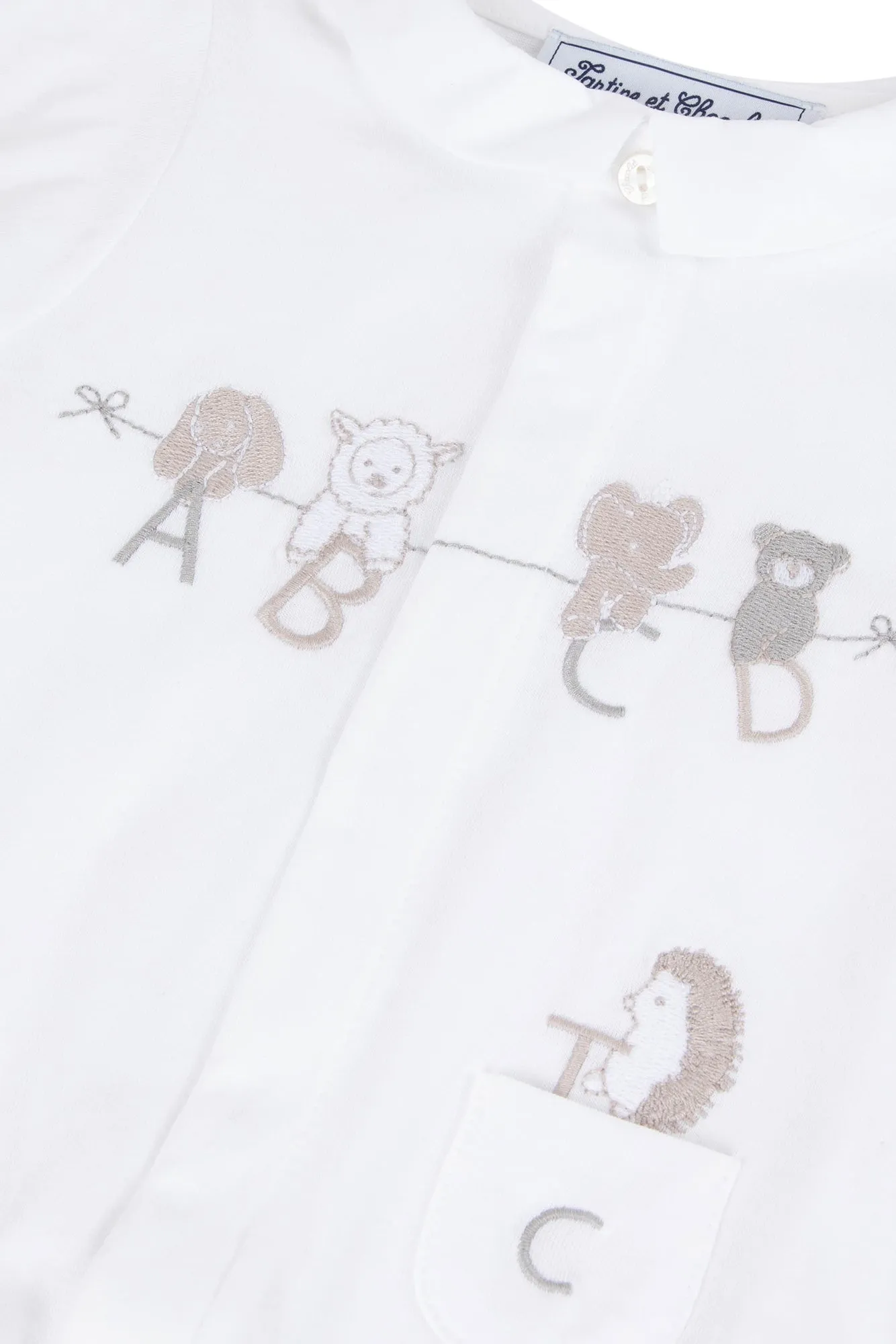 Babygrow - White alphabet cotton