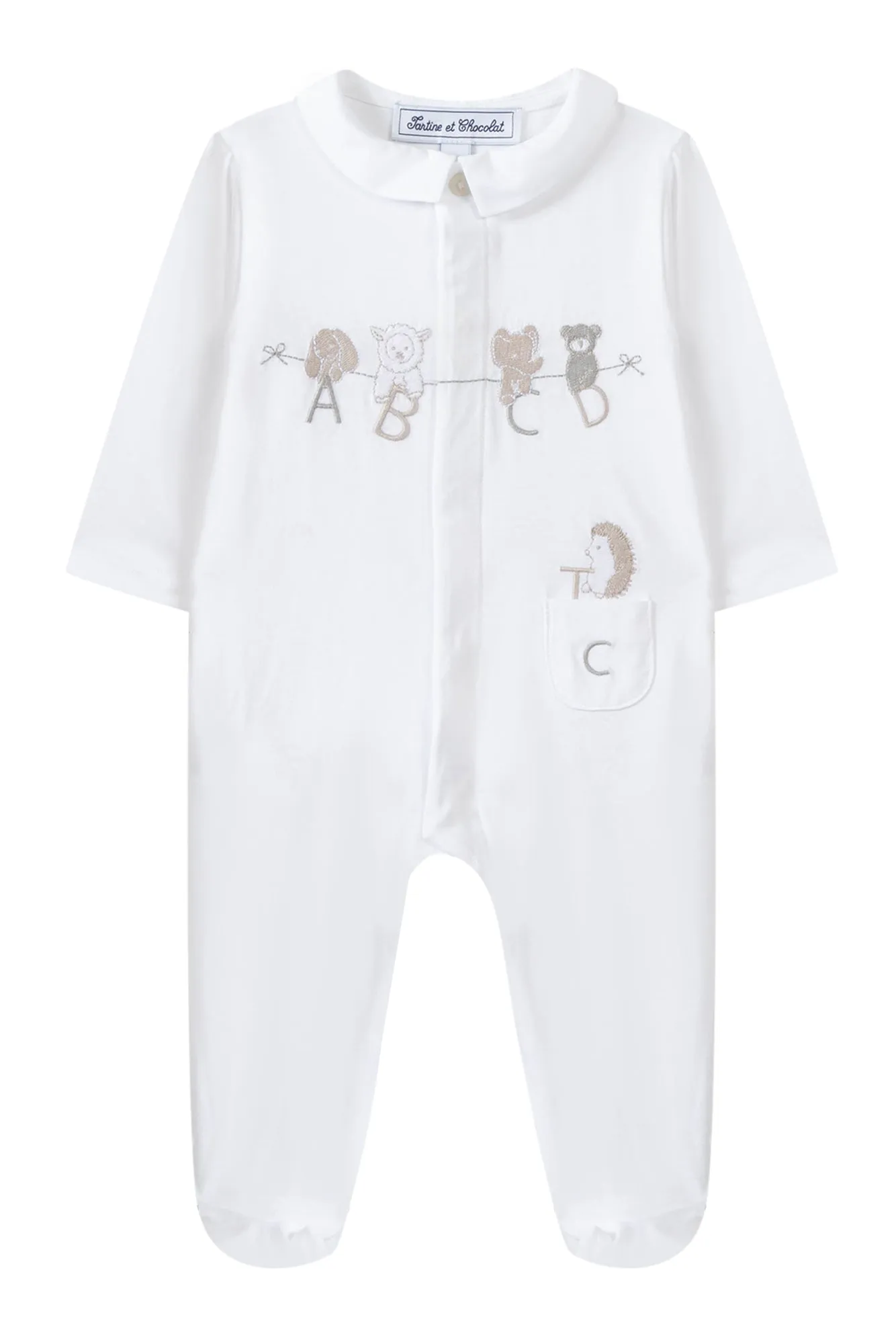Babygrow - White alphabet cotton