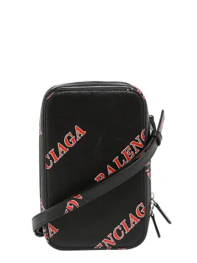 Balenciaga All Over Logo Print Shoulder Bag