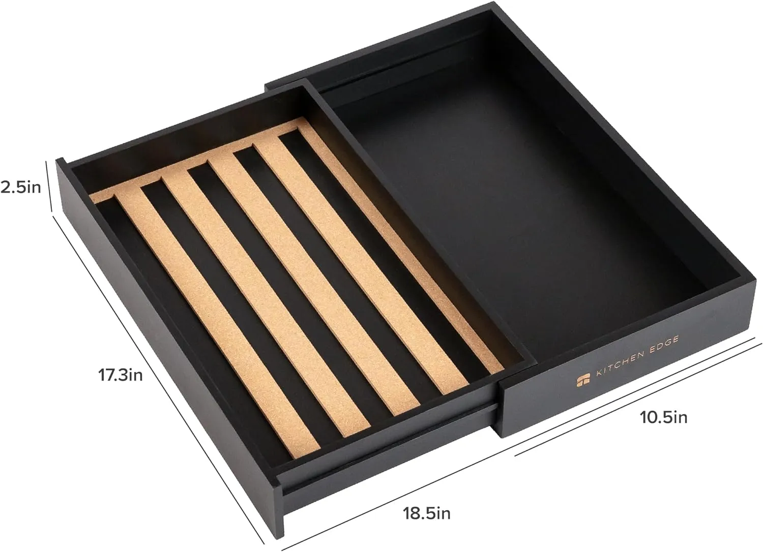 Bamboo Spice Drawer Organizer Black Finish (Expands 10.5 to 18.5 in)