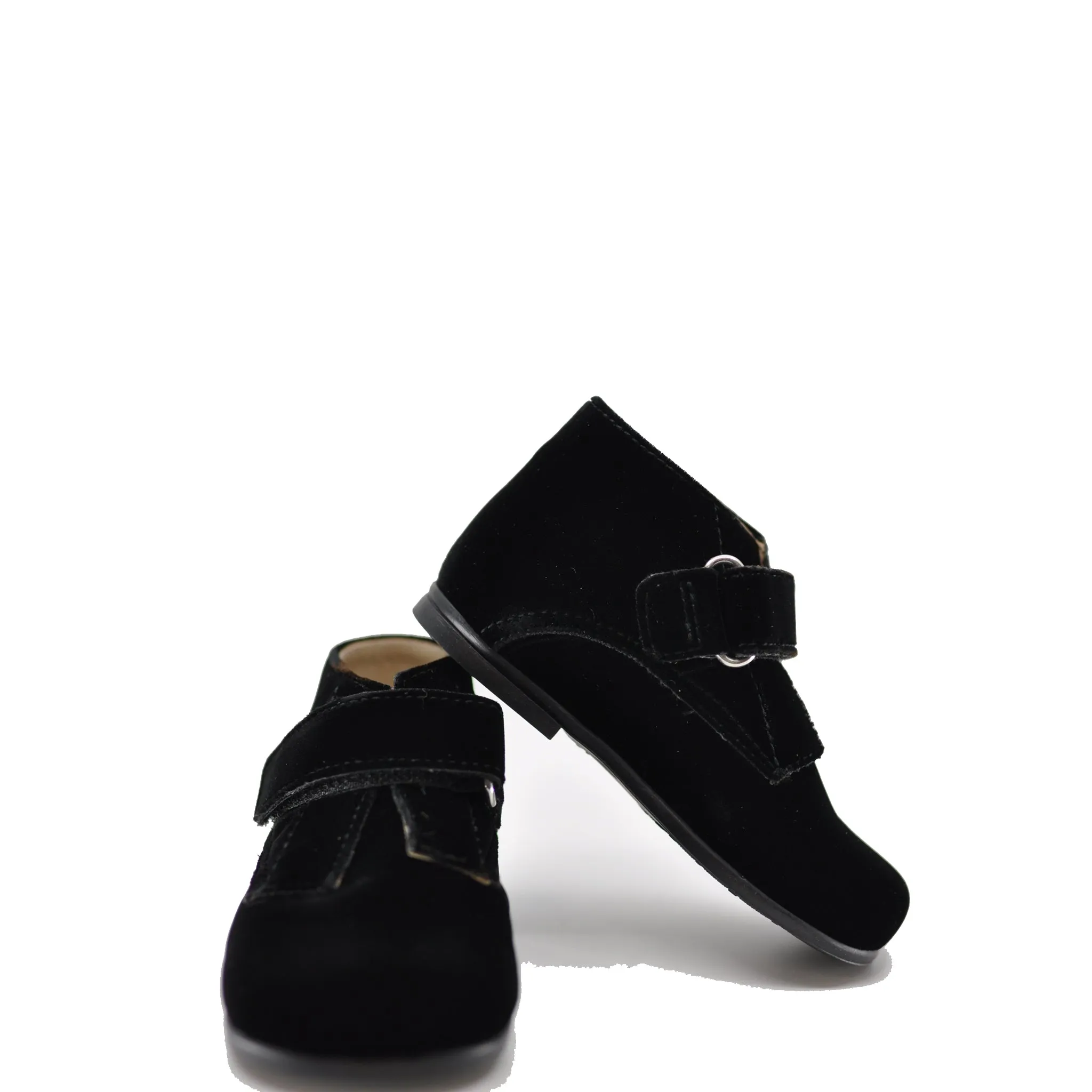 Beberlis Black Velvet Velcro Baby Bootie