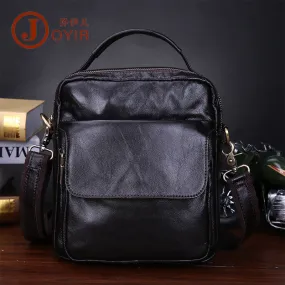 Black Genuine Leather Small Messenger Bag Small CrossBody Bag For Men