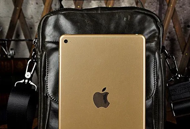 Black Genuine Leather Small Messenger Bag Small CrossBody Bag For Men