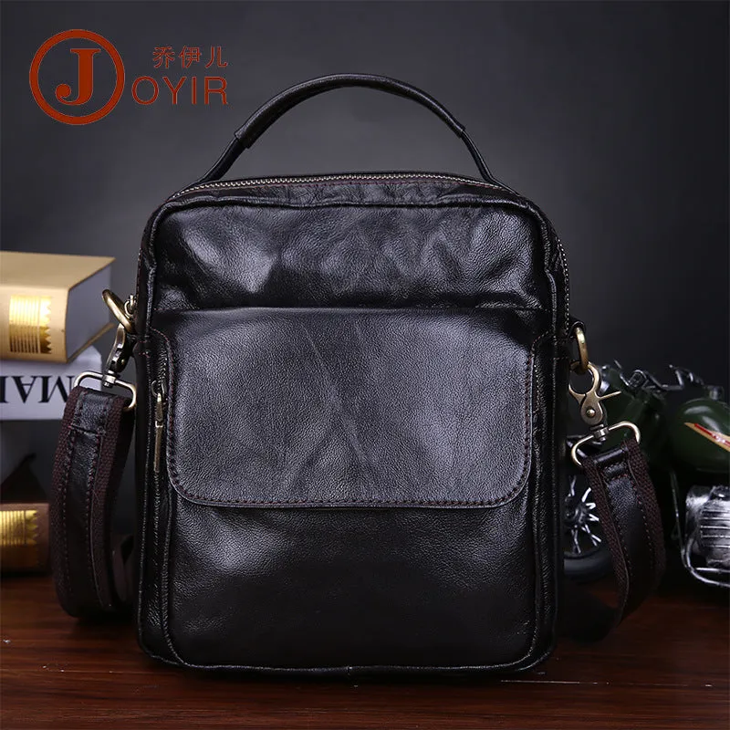 Black Genuine Leather Small Messenger Bag Small CrossBody Bag For Men