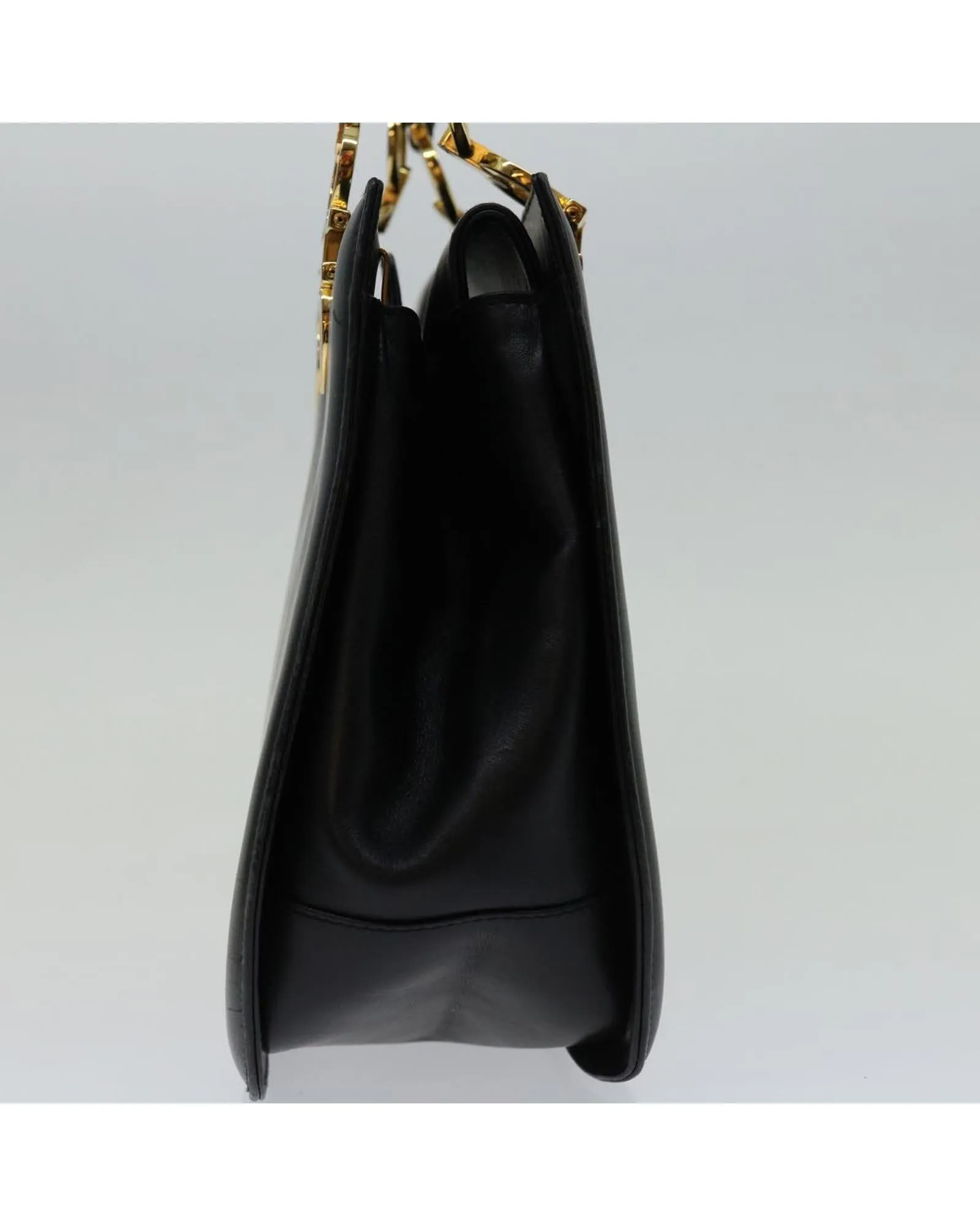 Black Leather Hand Bag by Italian Designer