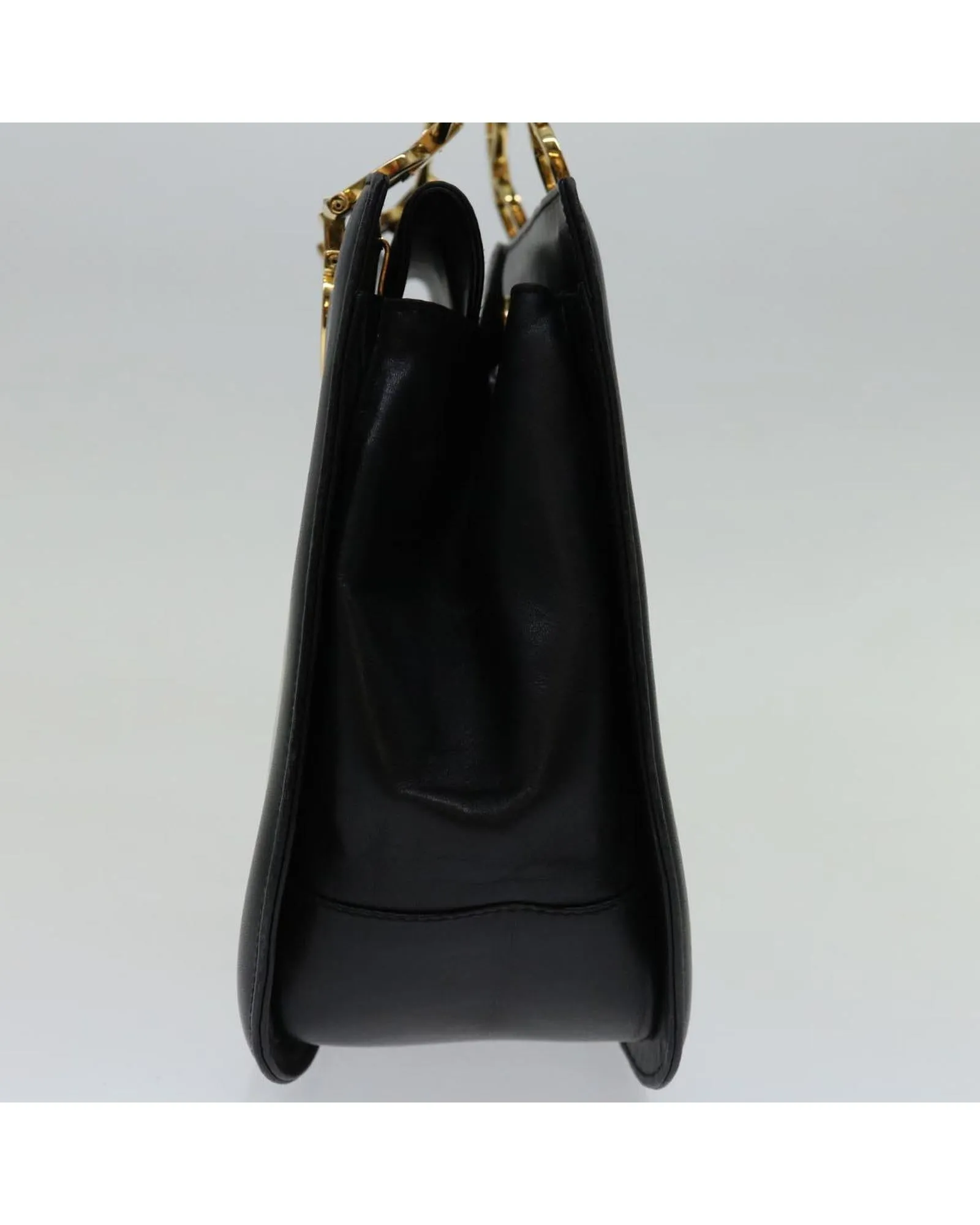 Black Leather Hand Bag by Italian Designer