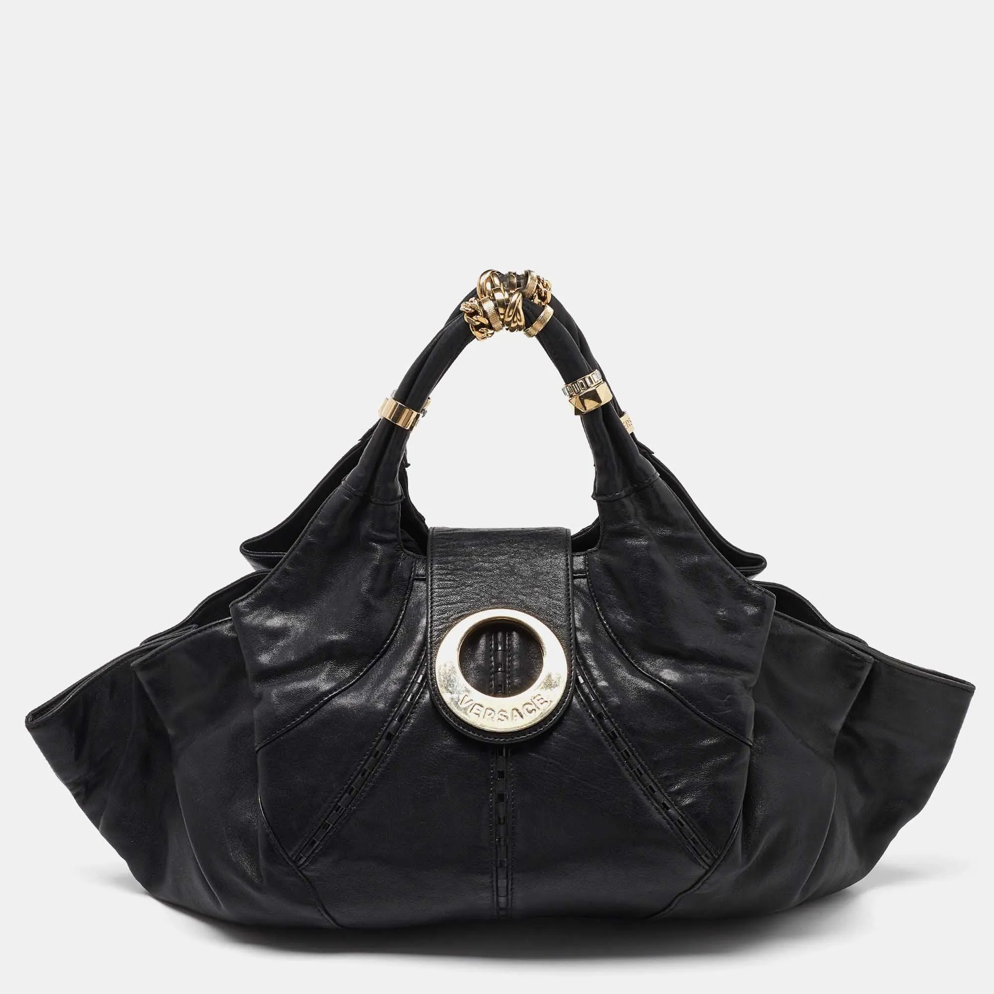 Black Leather Rings Hobo
