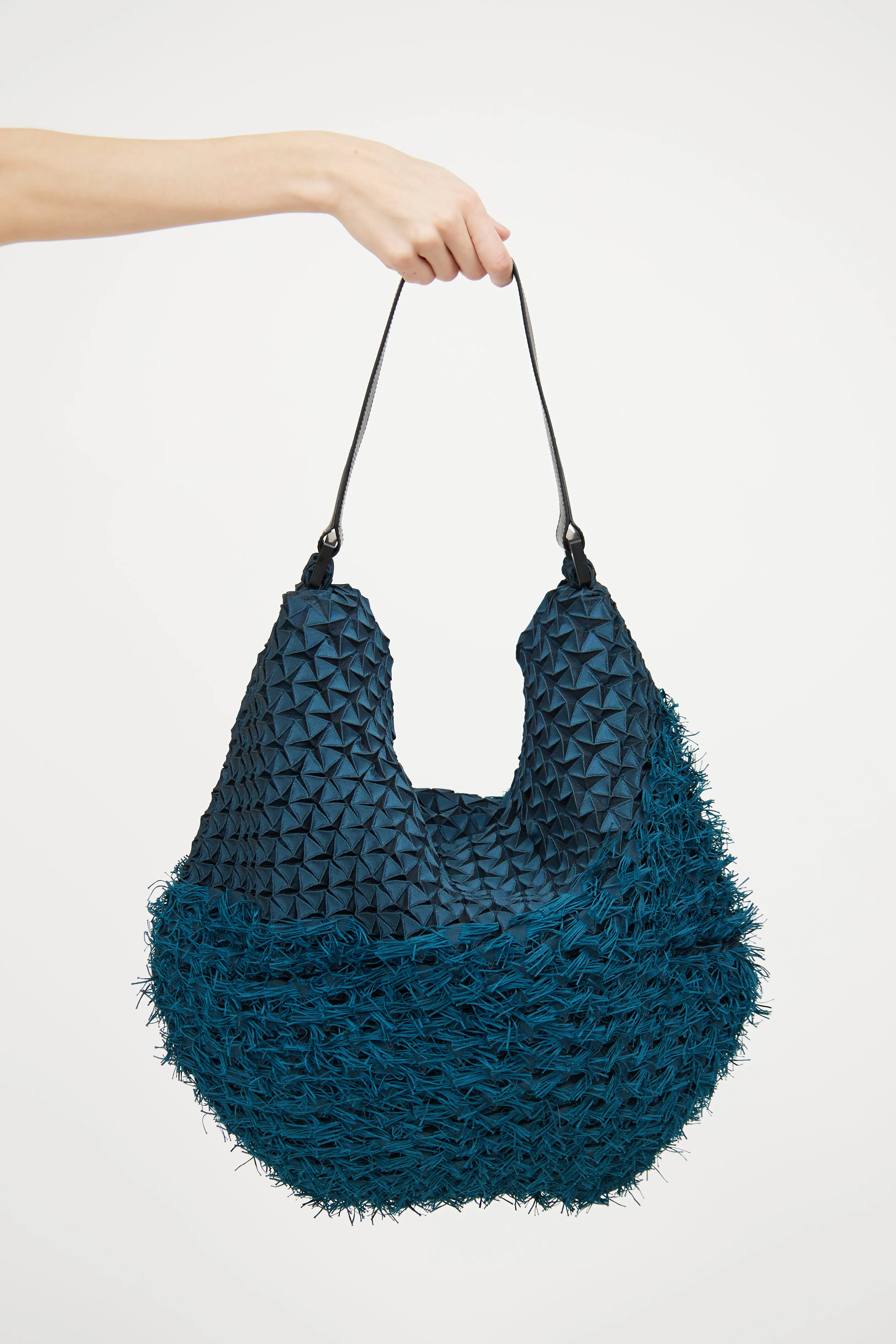Blue & Green Triangle Fringe Shoulder Bag