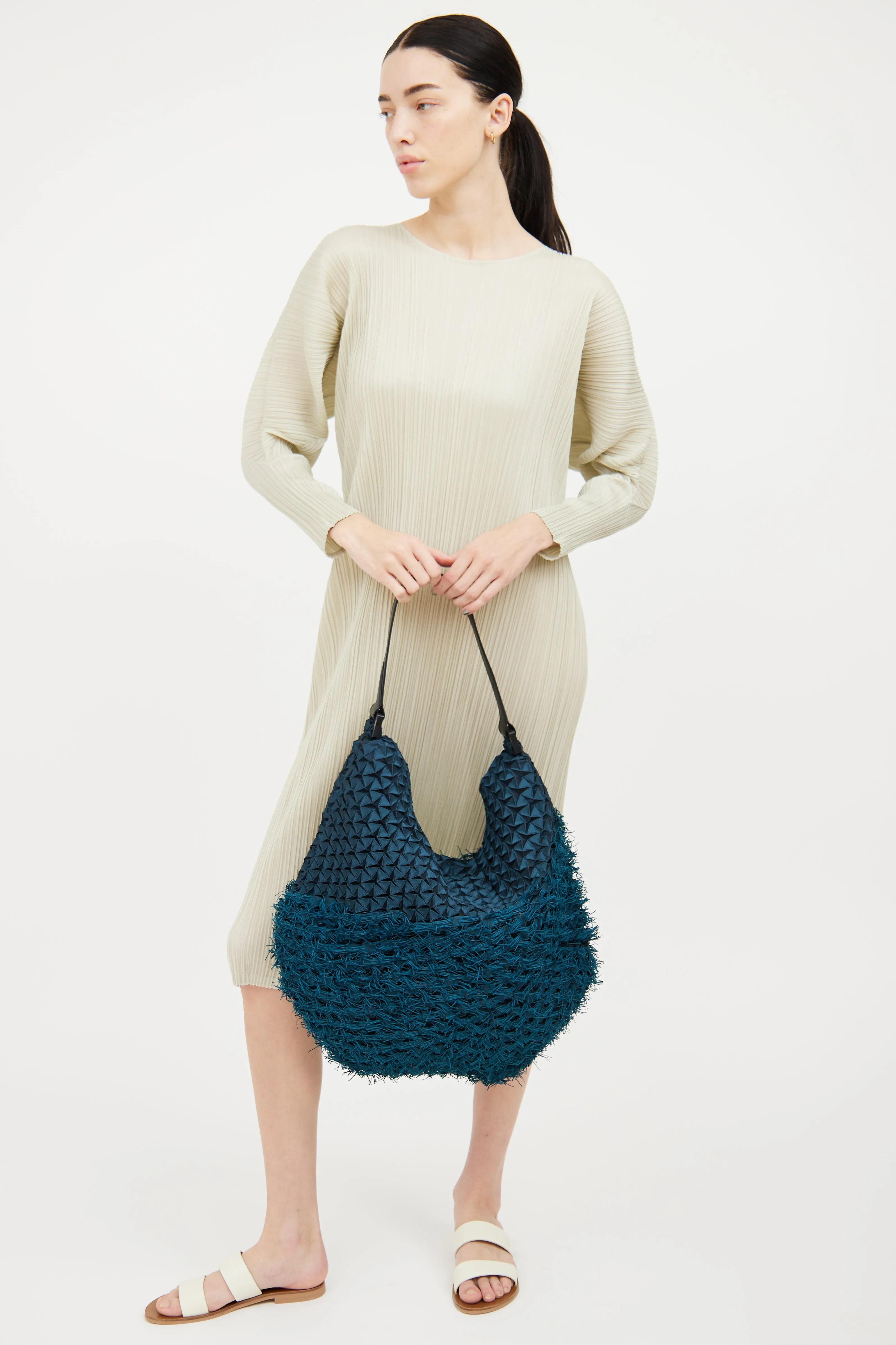 Blue & Green Triangle Fringe Shoulder Bag