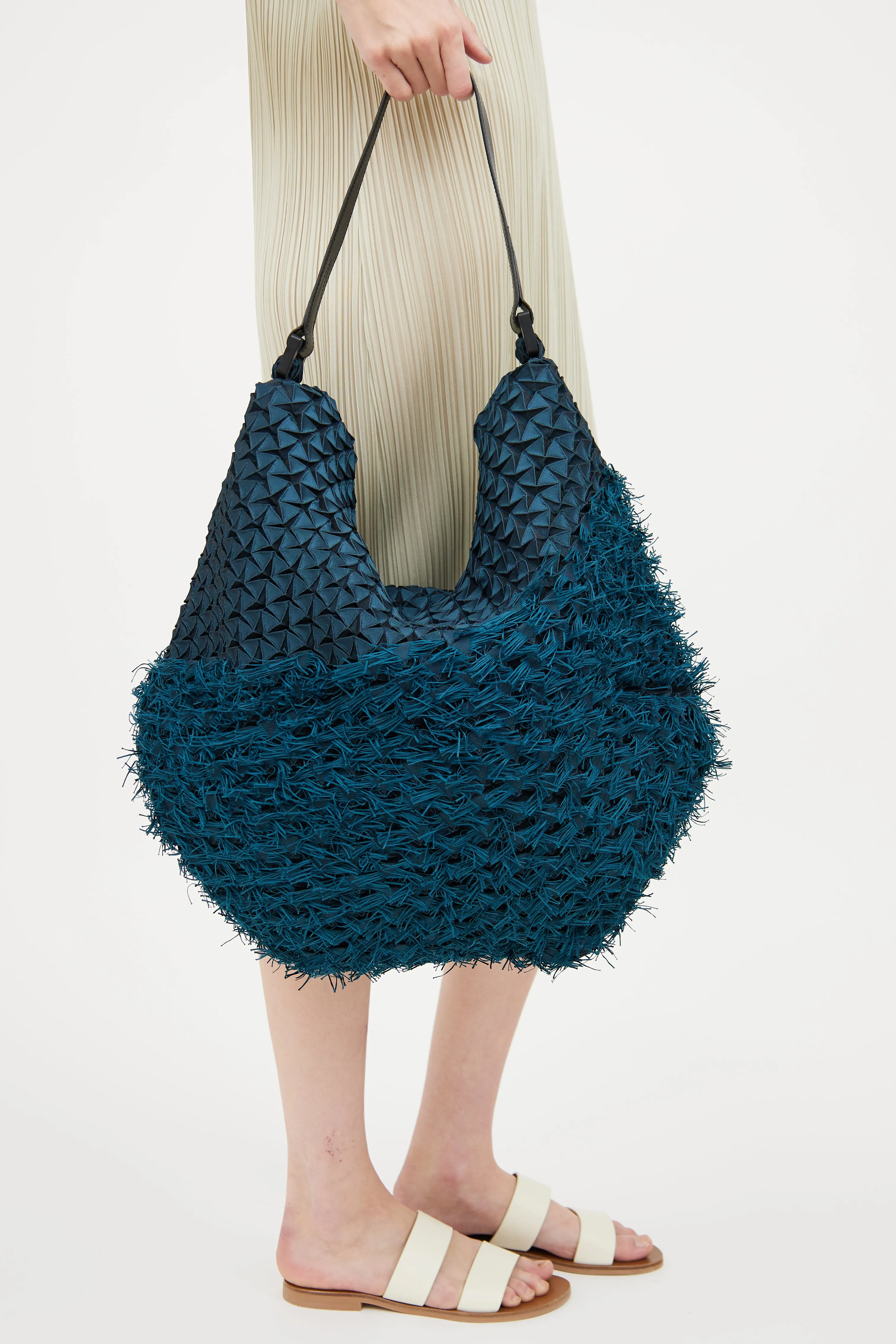 Blue & Green Triangle Fringe Shoulder Bag