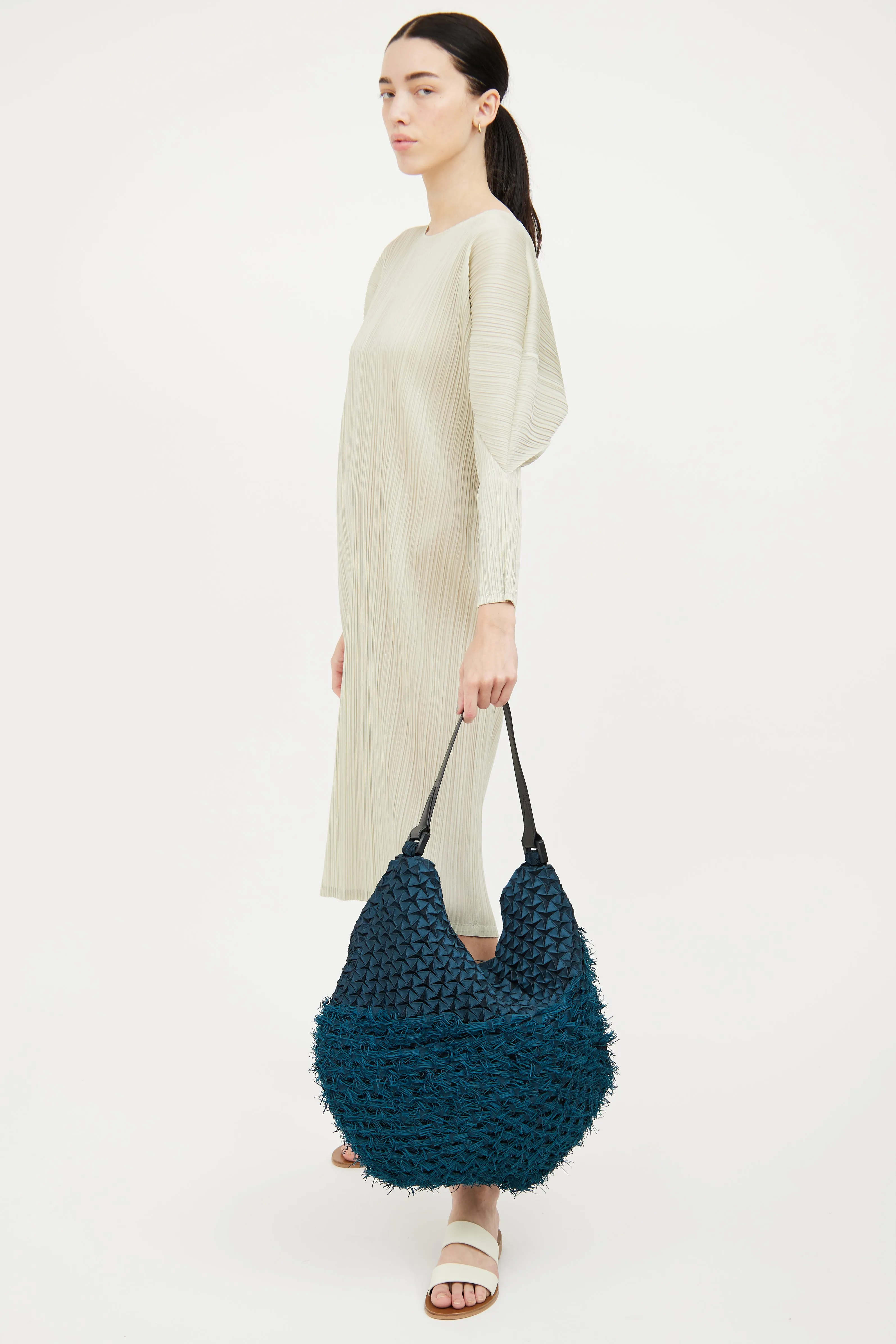 Blue & Green Triangle Fringe Shoulder Bag