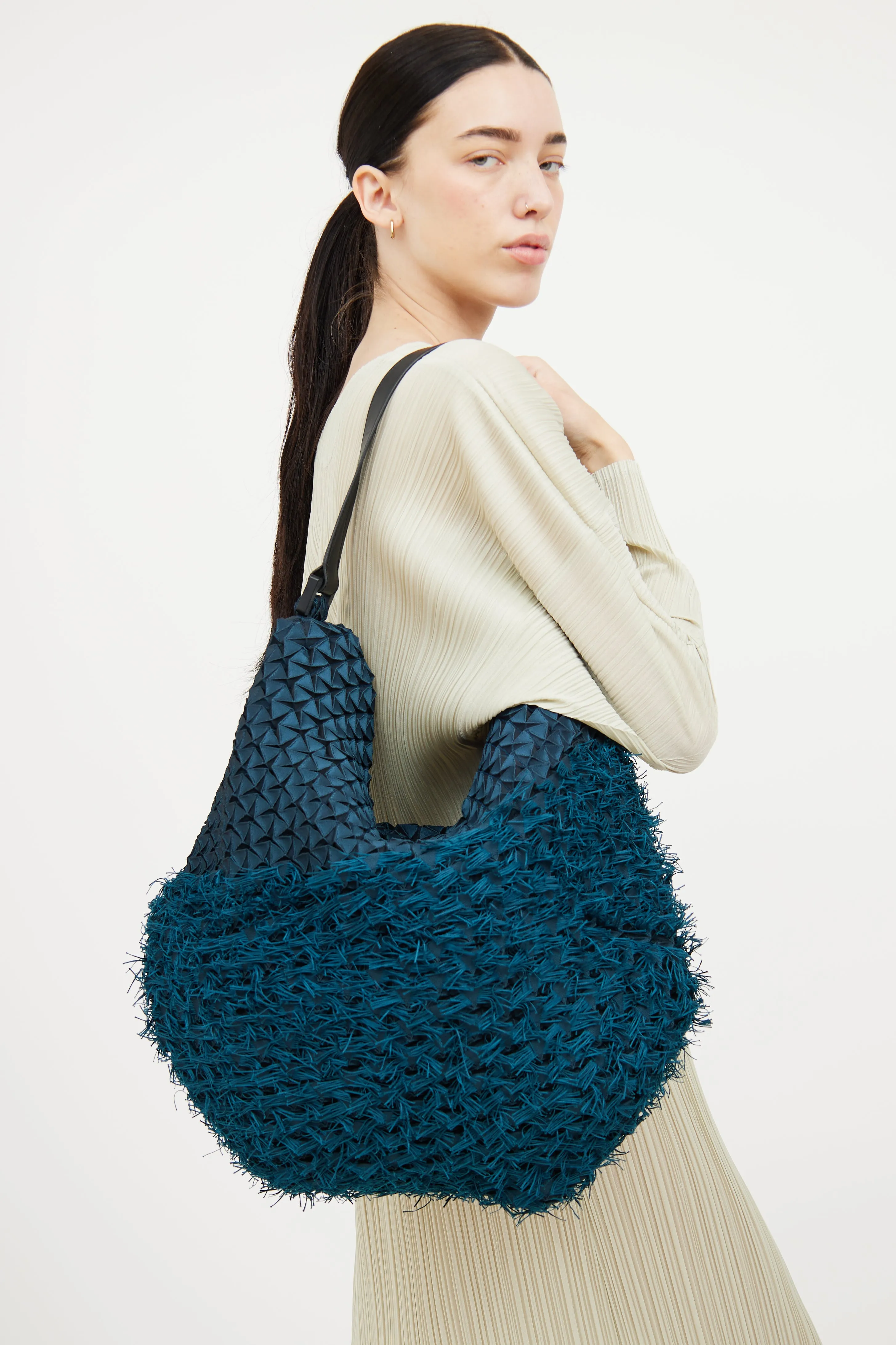 Blue & Green Triangle Fringe Shoulder Bag