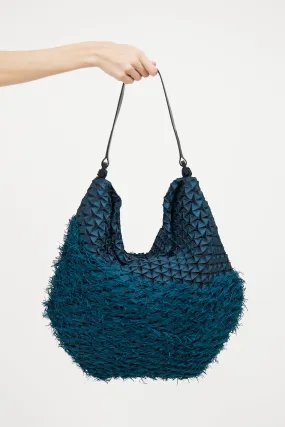 Blue & Green Triangle Fringe Shoulder Bag