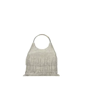 Borsa argentata Fringe Bag con strass pendenti