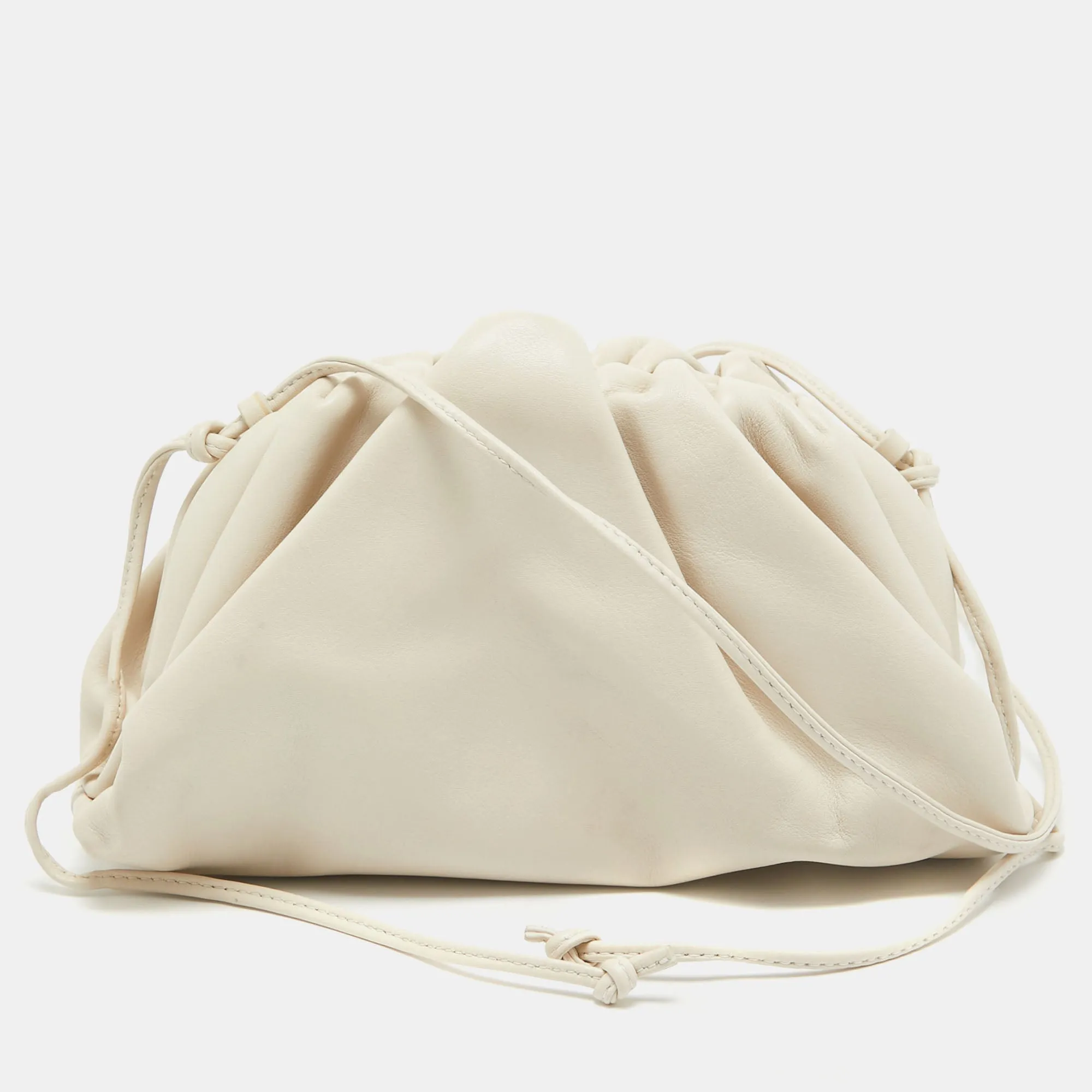 BOTTEGA VENETA Off White Leather Mini The Pouch Bag