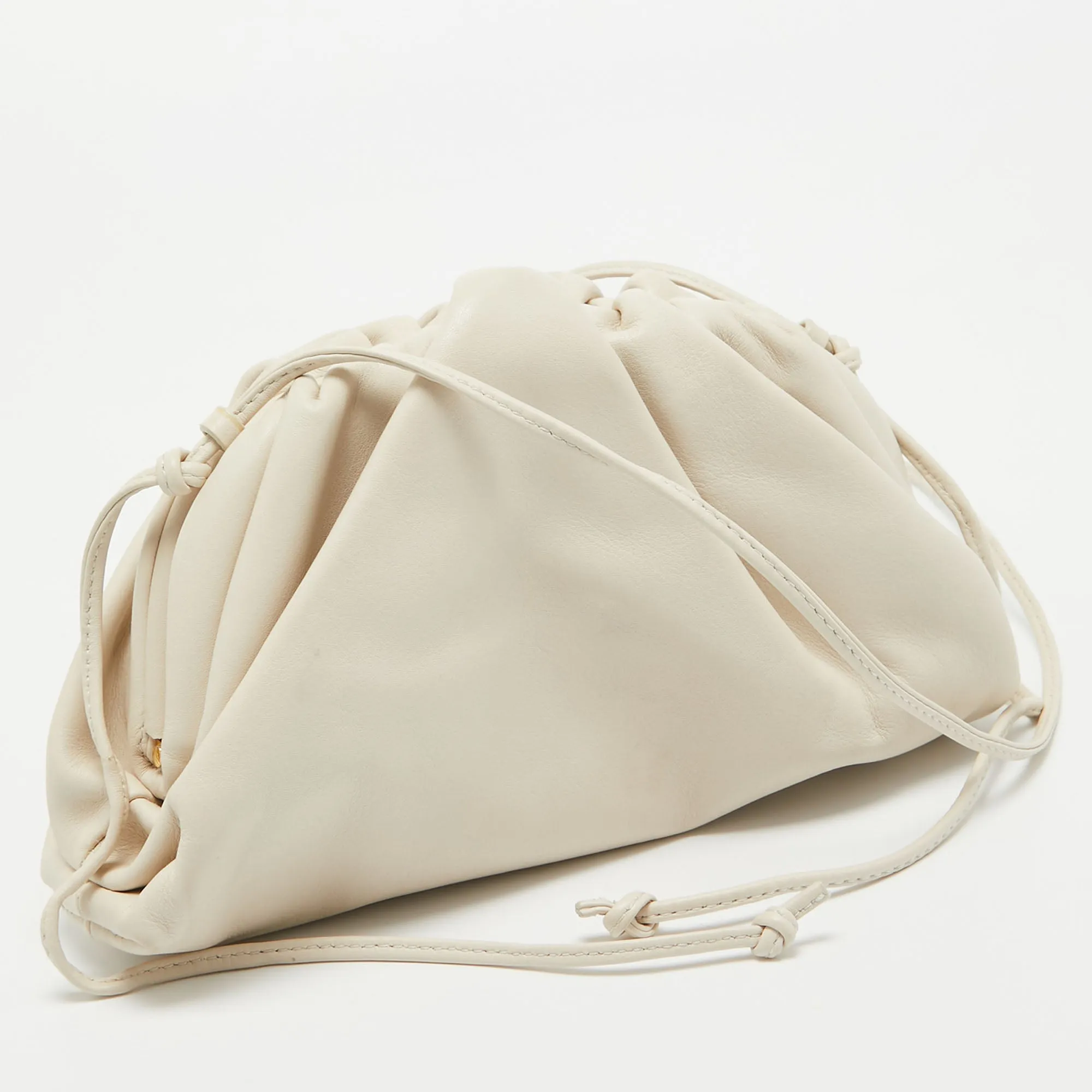 BOTTEGA VENETA Off White Leather Mini The Pouch Bag