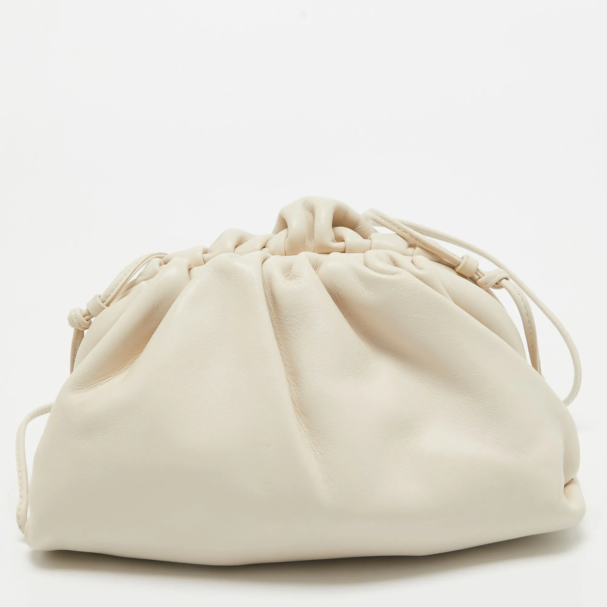 BOTTEGA VENETA Off White Leather Mini The Pouch Bag