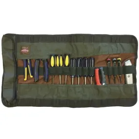 Bucket Boss Original Series 70004 Tool Roll Bag, 26 in W, 14-1/2 in H, 25-Pocket, Canvas, Brown