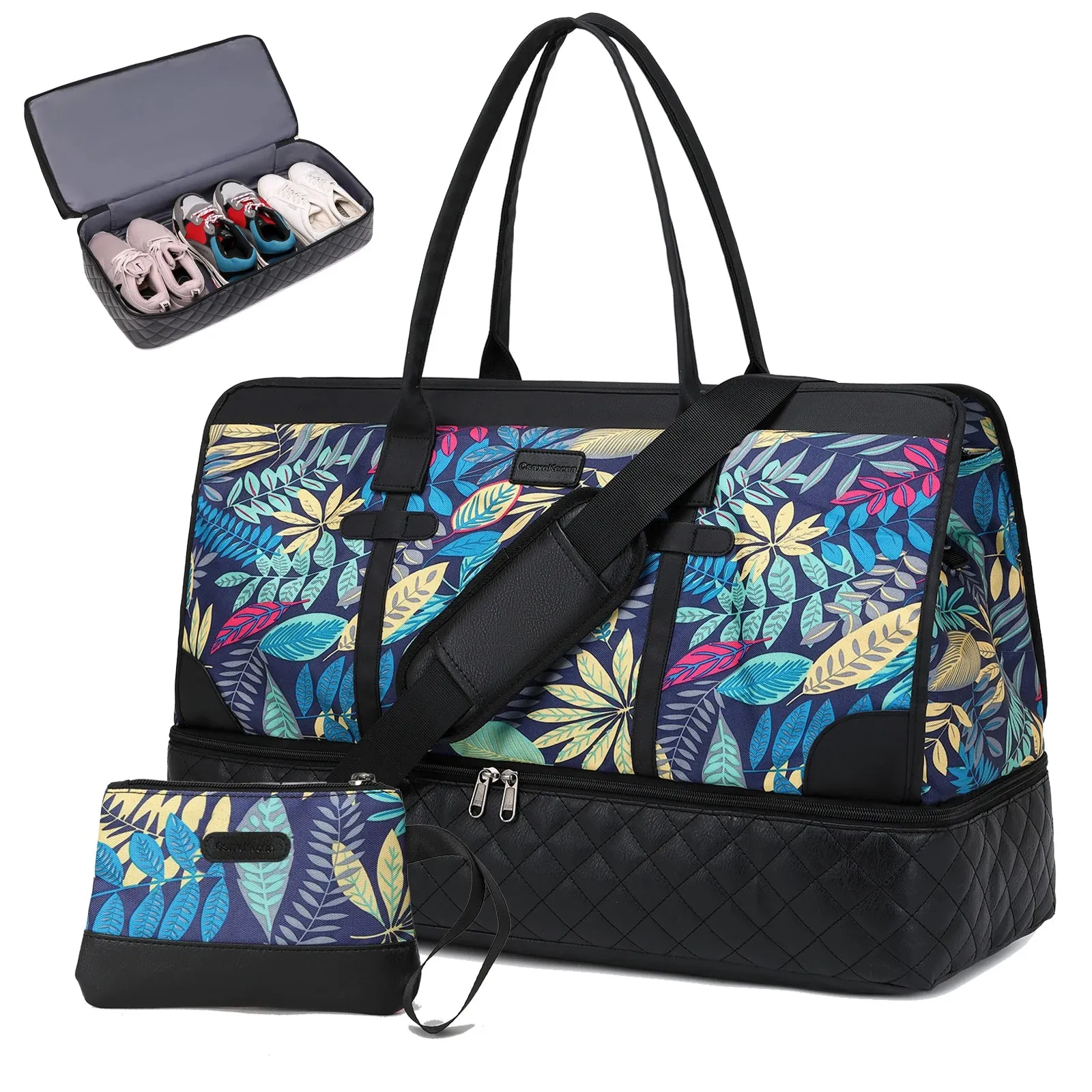 Chic Voyager: Deluxe Weekend Carryall with Shoe Compartment