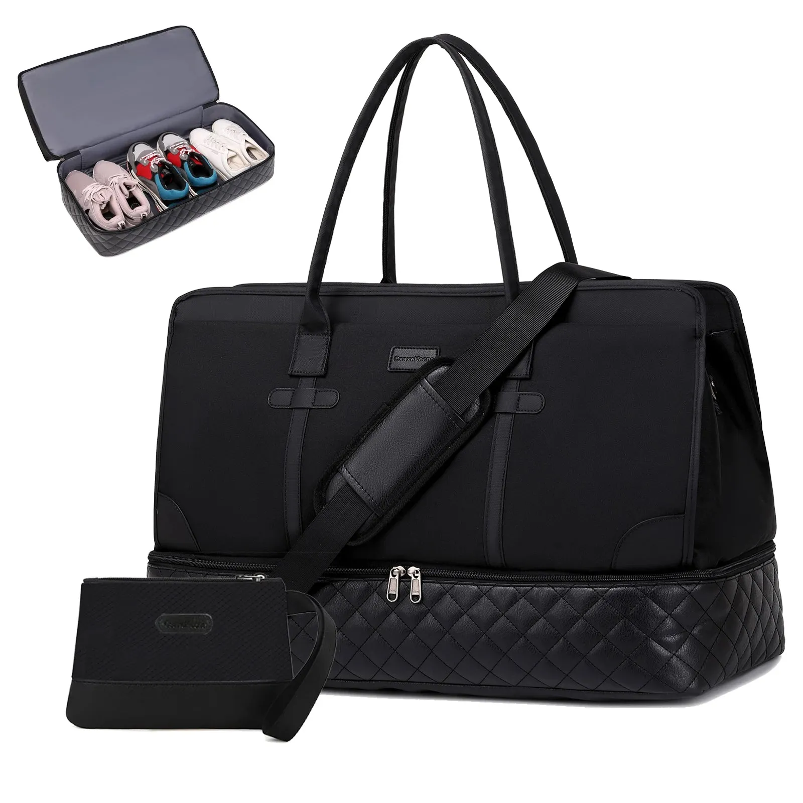 Chic Voyager: Deluxe Weekend Carryall with Shoe Compartment