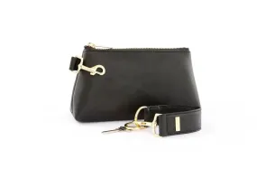 Classic Black Leather 2-Piece Wristlet Set