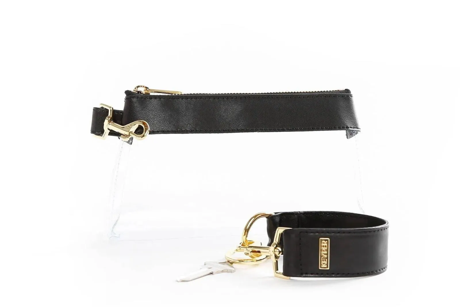 Classic Black Leather 2-Piece Wristlet Set