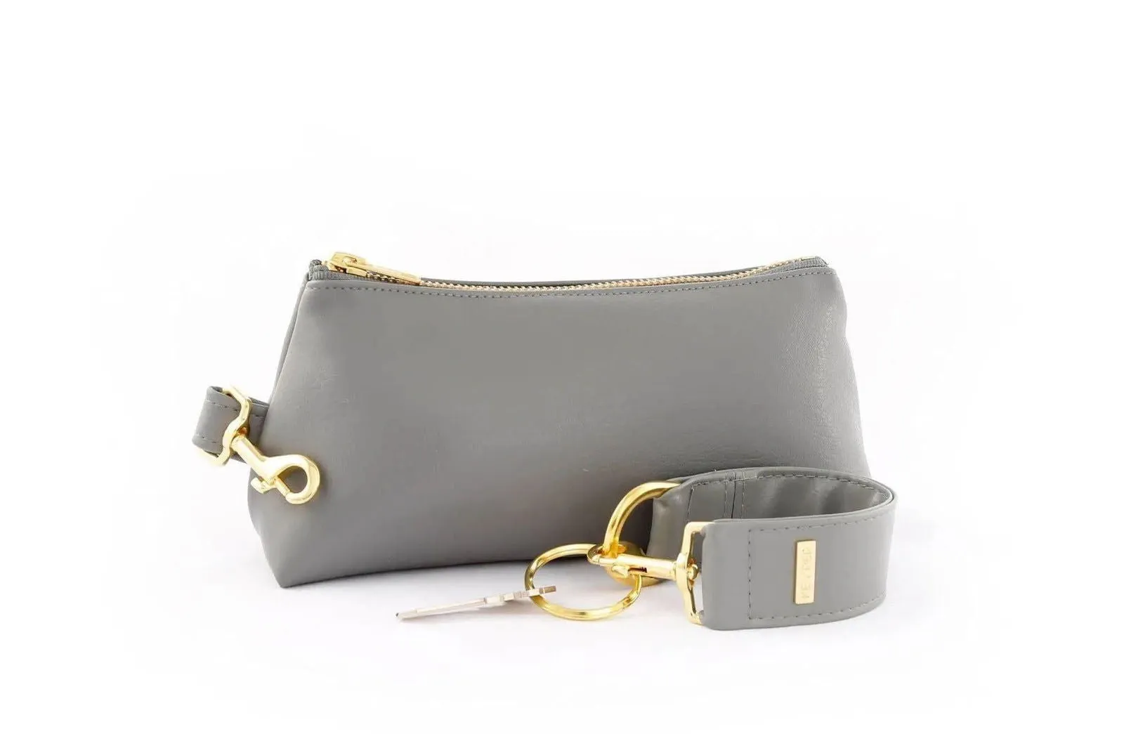 Cool Grey Vegan Leather 2-Piece Wristlet Set