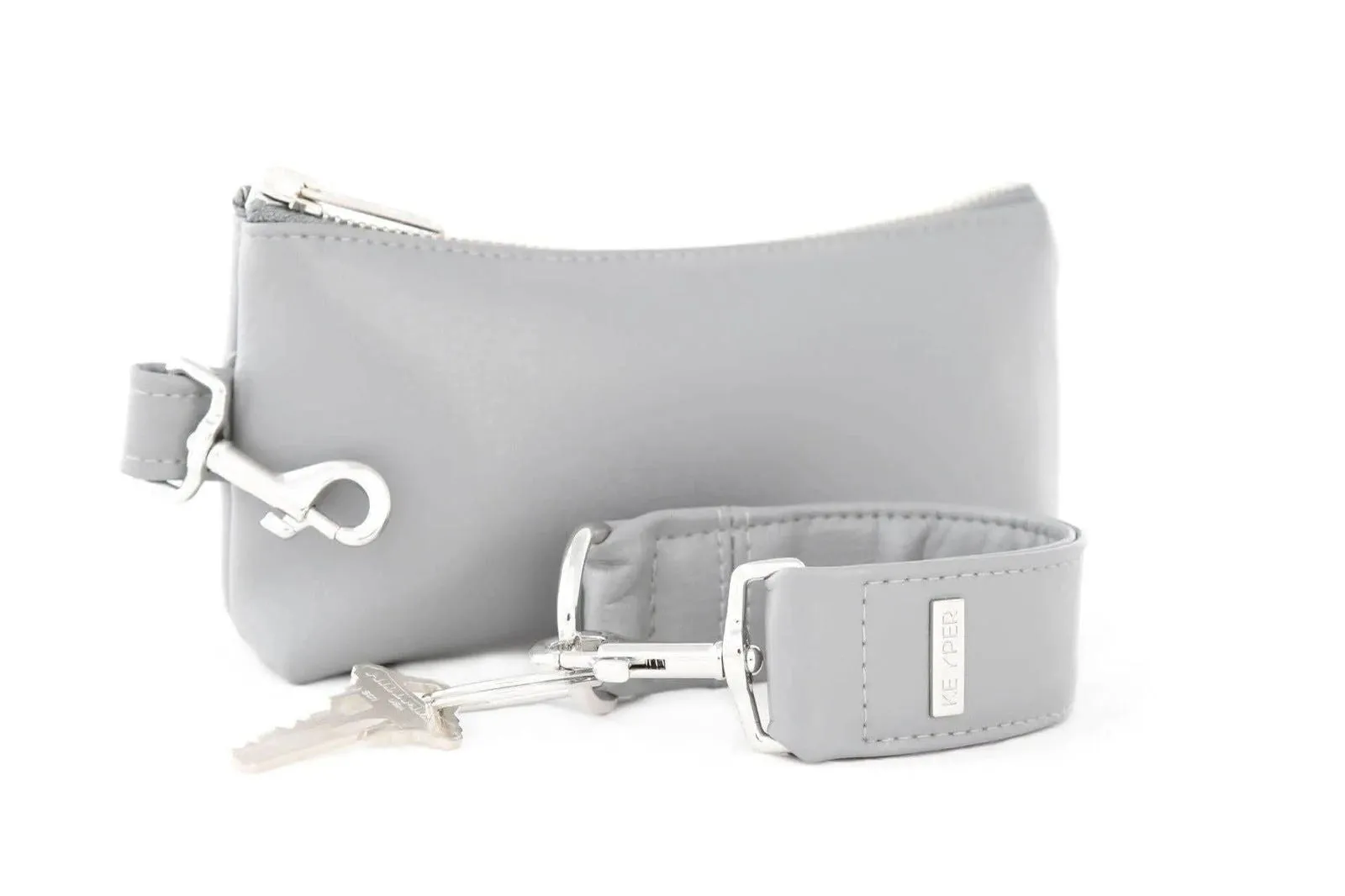 Cool Grey Vegan Leather 2-Piece Wristlet Set