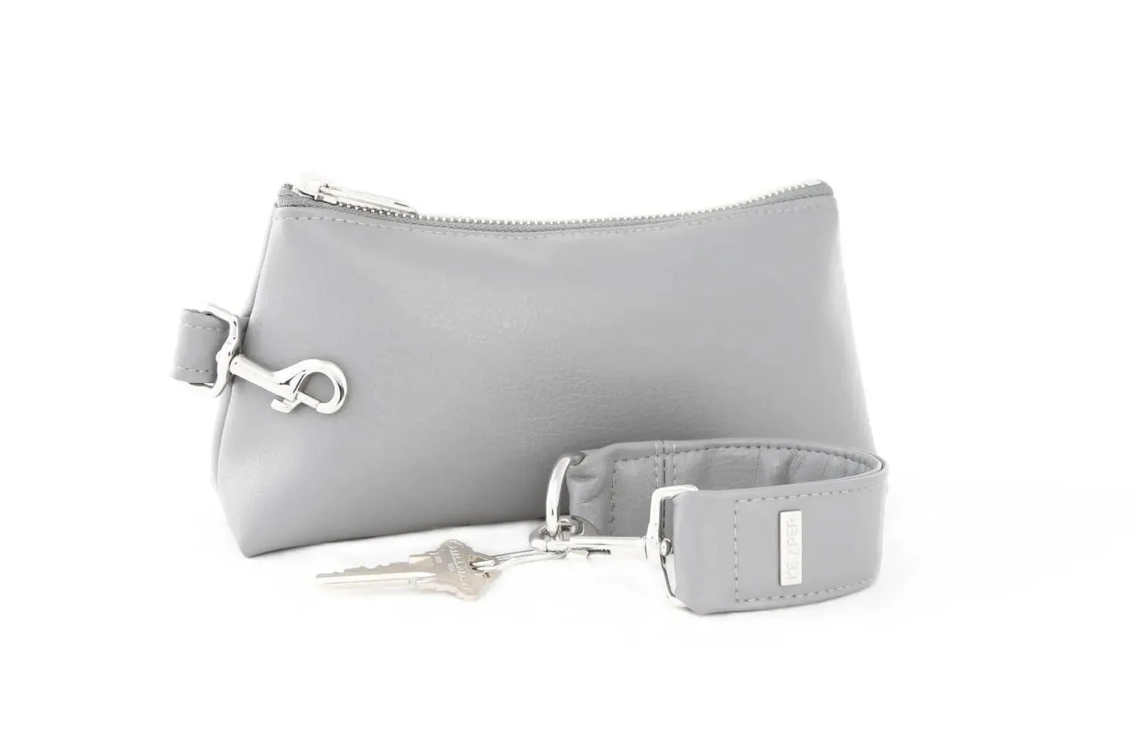 Cool Grey Vegan Leather 2-Piece Wristlet Set