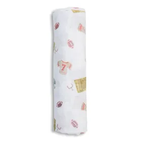 Cotton Muslin Swaddle Blanket Football