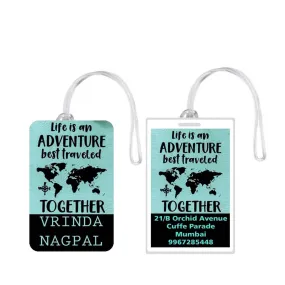 Custom Luggage Tags World Traveler Design - Set of 5
