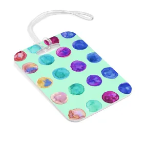 Cute Watercolor Polka Dots Designer Travel Luggage Suitcase Bag Tag-Made in USA