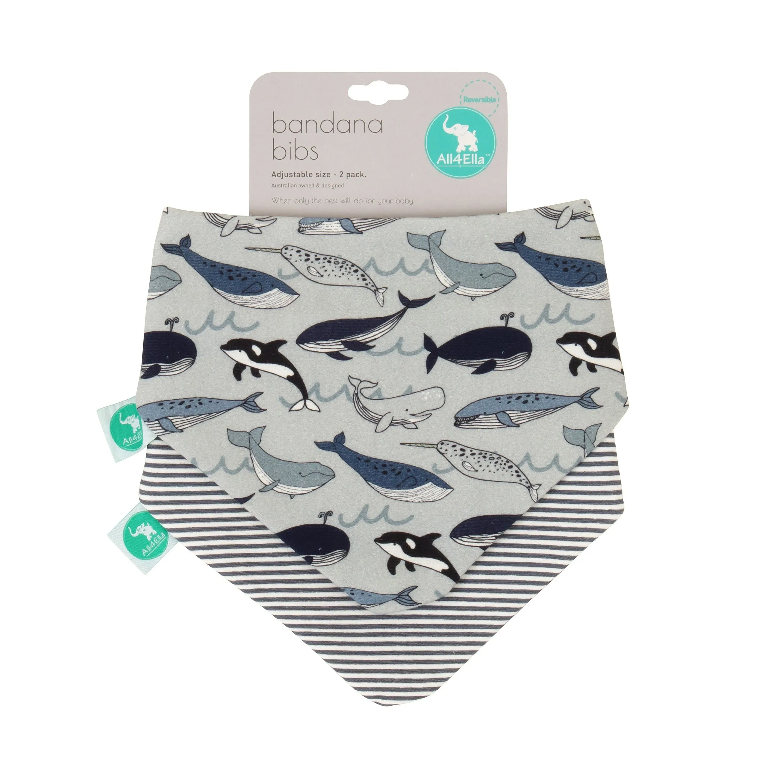 Dribble Bandana Bib 2 Pack - Whale Pod