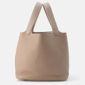 Etoupe Taurillon Clemence Picotin Lock Bag MM