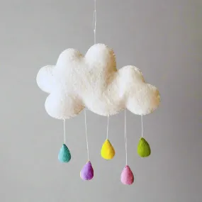 Felt Cloud Mobile with Pastel Raindrops