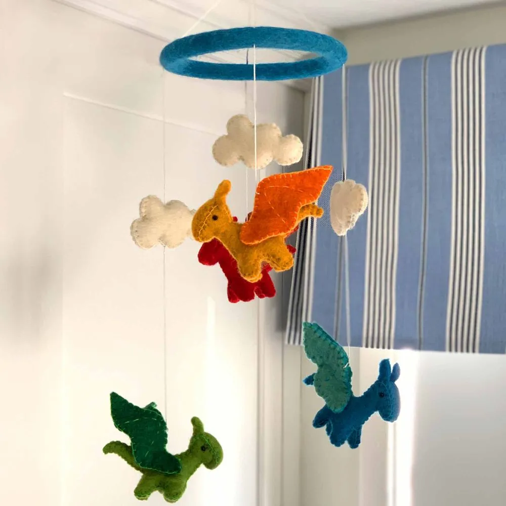 Felt Nursery Mobile - Dragons and Clouds