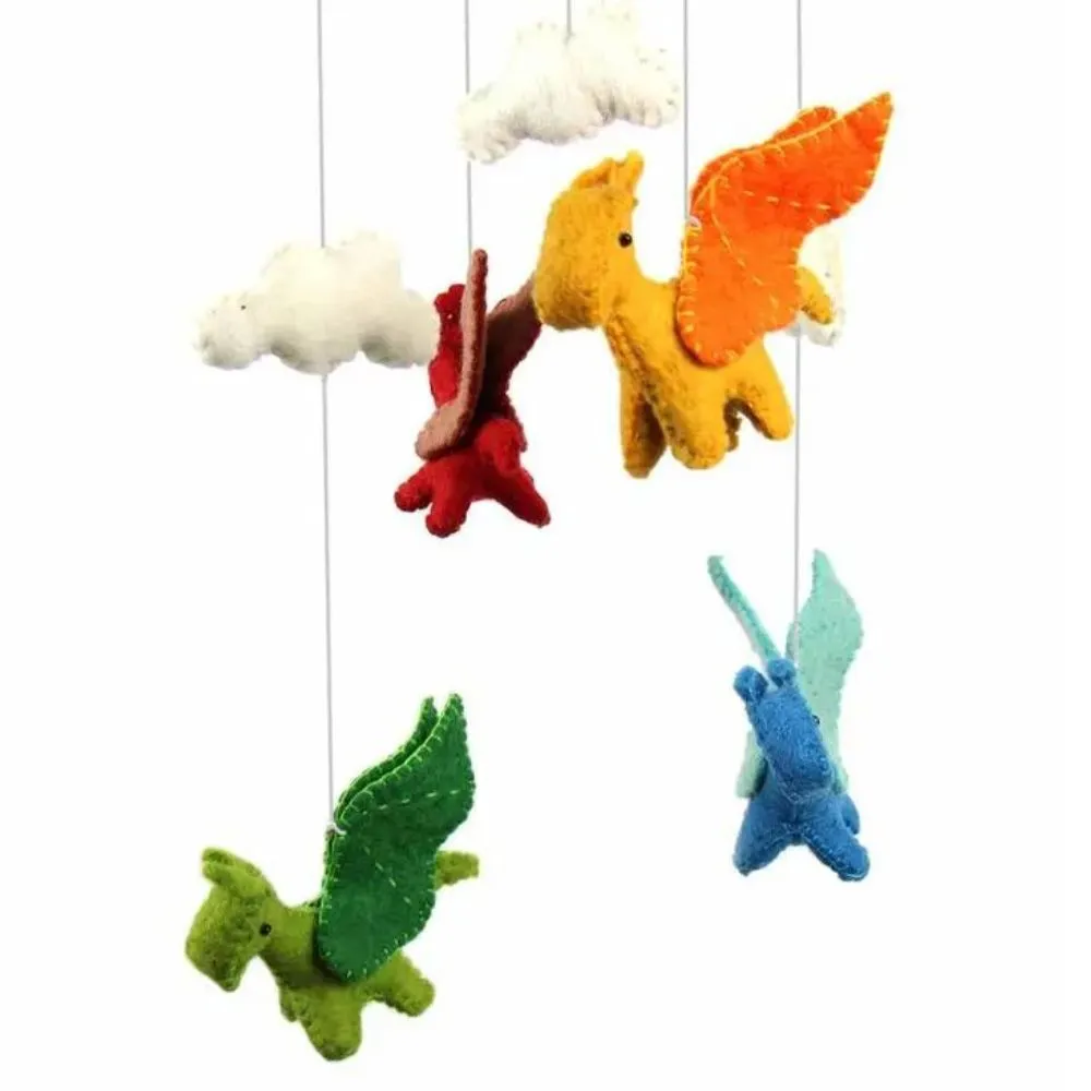 Felt Nursery Mobile - Dragons and Clouds
