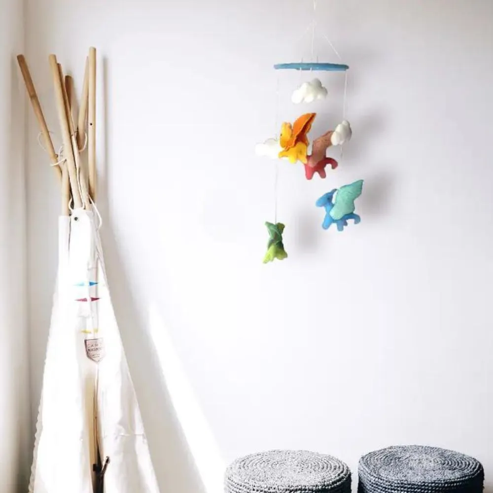 Felt Nursery Mobile - Dragons and Clouds