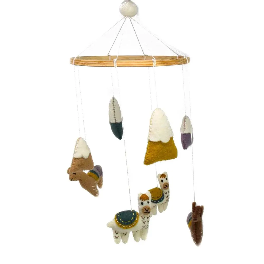 Felt Nursery Mobile - Llamas