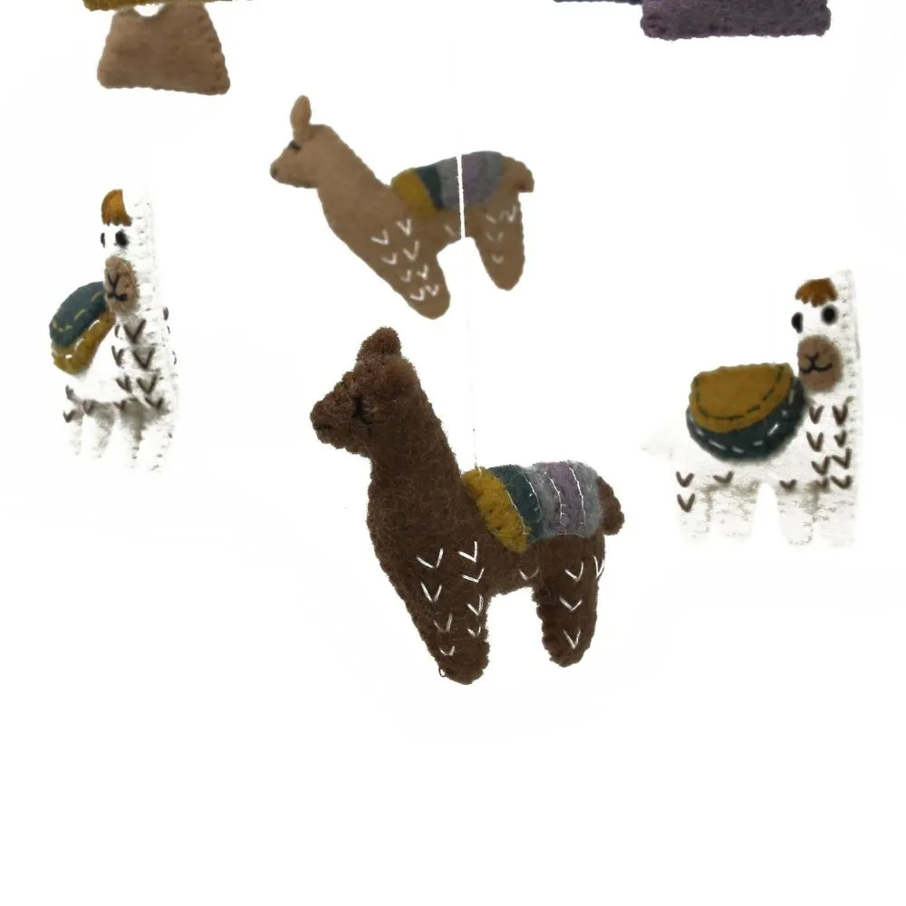 Felt Nursery Mobile - Llamas