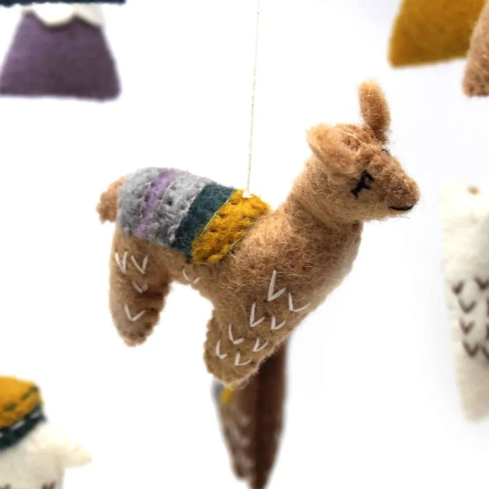 Felt Nursery Mobile - Llamas
